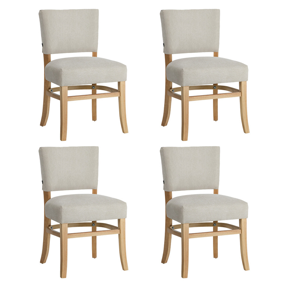 Dining Chairs Set of 4 Rubberwood Beige | Simpledeals