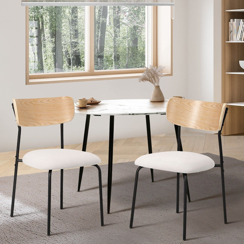 4/6/2/8 PCS Dining Chairs Padded Kitchen Chair Corduroy Beige