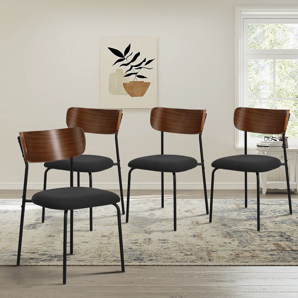 Black Corduroy Dining Chairs Set of 4 | Simpledeals