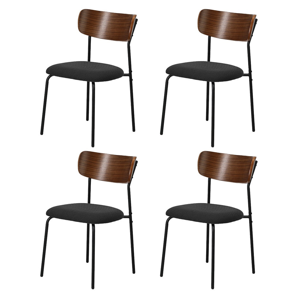 Black Corduroy Dining Chairs Set of 4 | Simpledeals