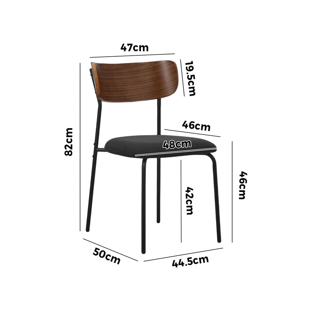 Black Corduroy Dining Chairs Set of 4 | Simpledeals