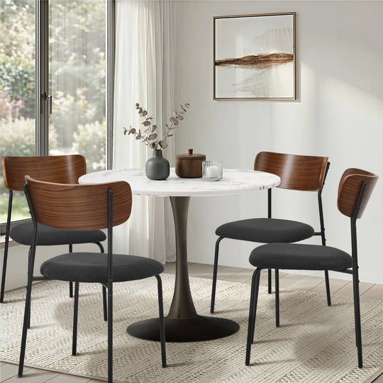 Black Corduroy Dining Chairs Set of 4 with Dining Chair