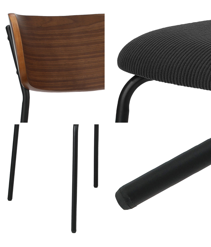 Black Corduroy Dining Chairs Set of 4 | Simpledeals