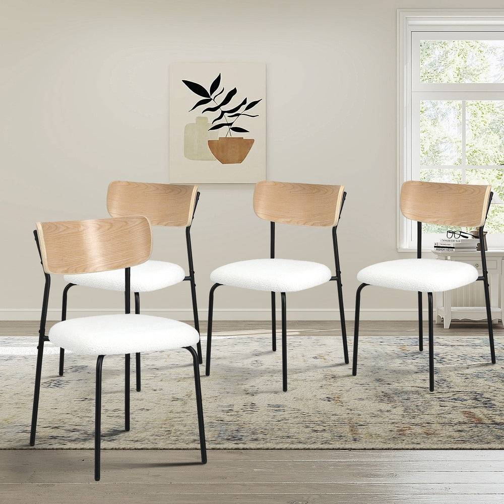 Sherpa Dining Chairs Set of 4 Padded | Simpledeals