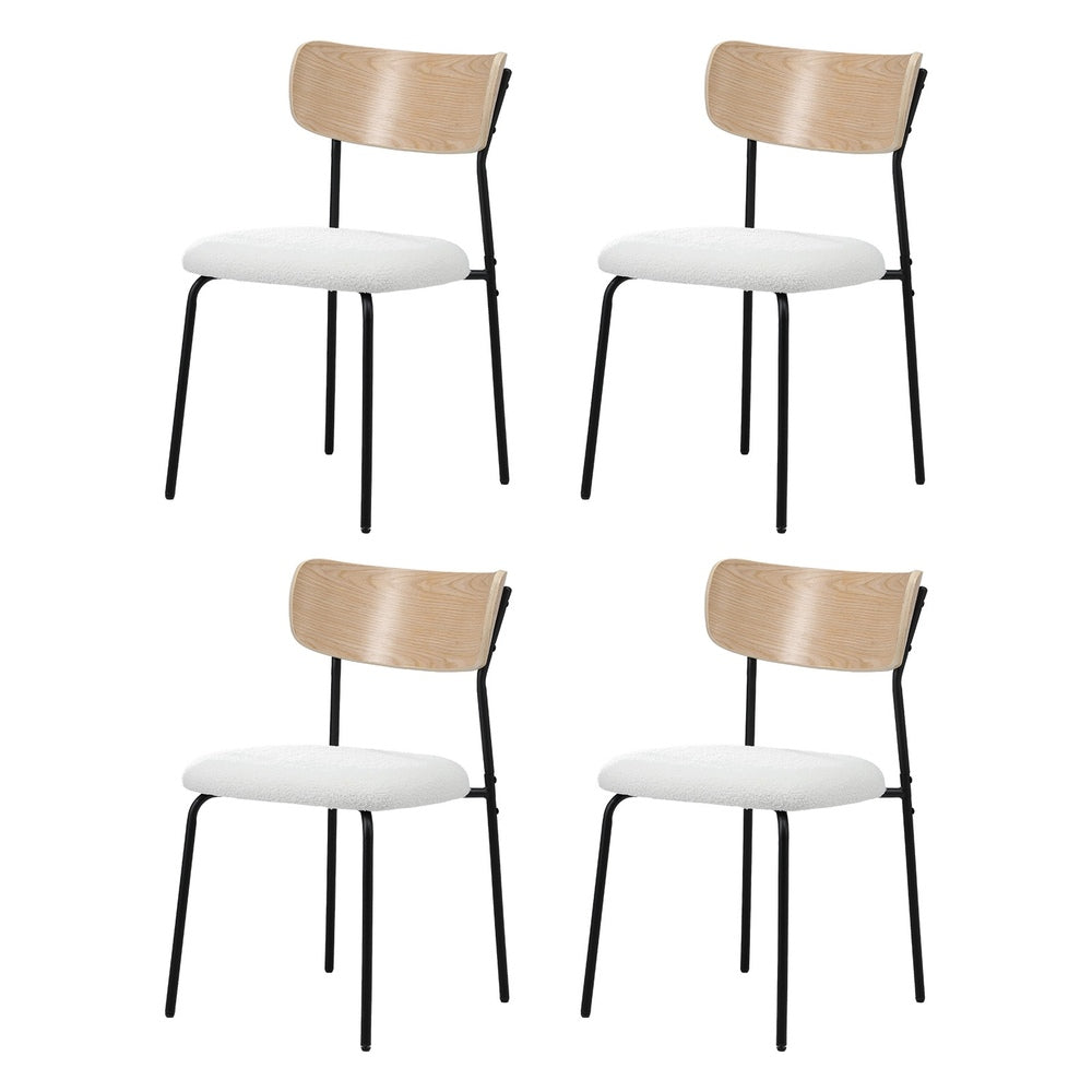 Sherpa Dining Chairs Set of 4 Padded | Simpledeals