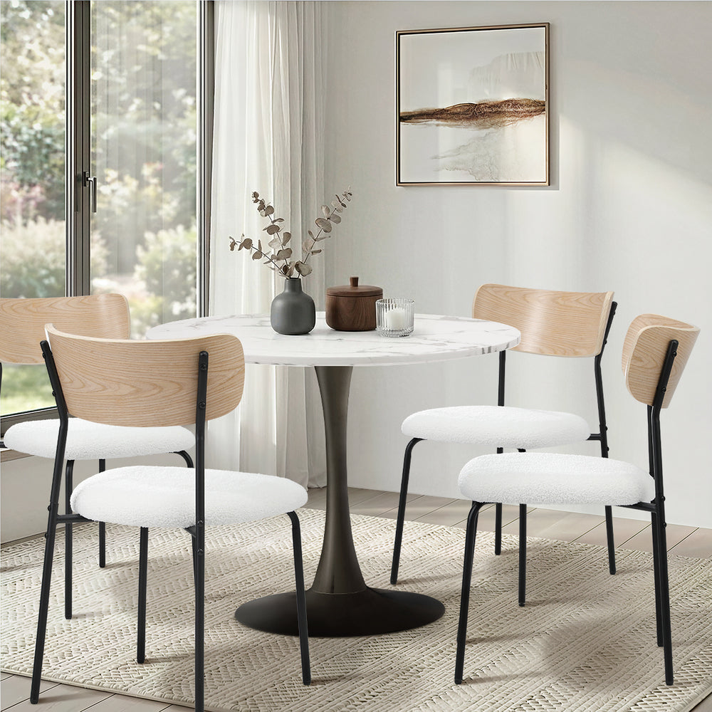 Sherpa Dining Chairs Set of 4 Padded | Simpledeals