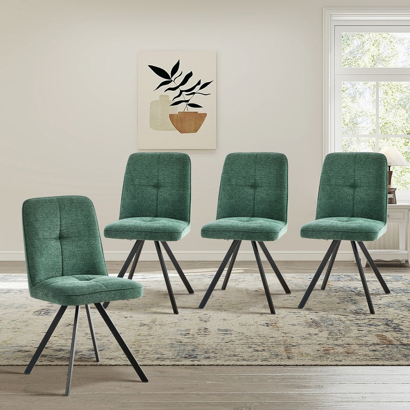 Dining Chair Set of 4,6,8 Green Linen Fabric Padded Seat Accent, Linen finish