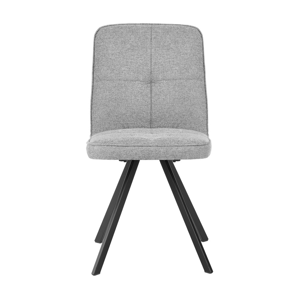 Dining Chair Set of 2 Green/Grey Linen Fabric Padded Seat Accent