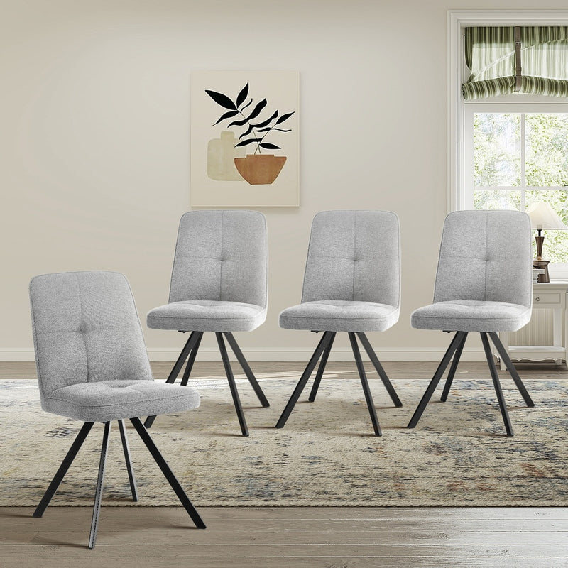 Dining Chair Set of 4,6,8 Grey Linen Fabric Padded Seat Accent, Linen finish