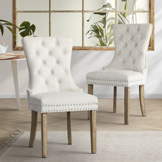 Modern Grey Wooden Frame Dining Chairs with Tufted