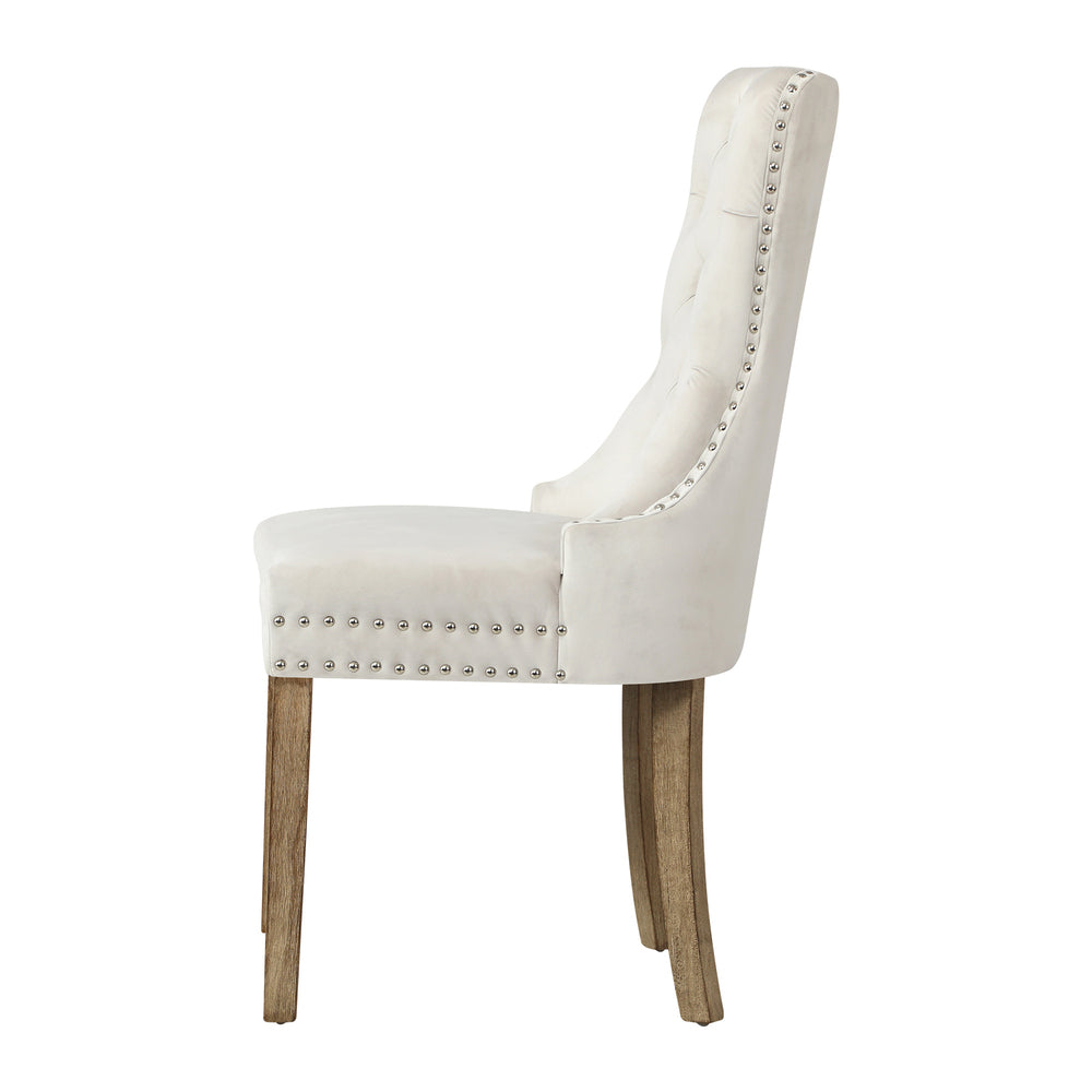Velvet/Leather Dining Chairs French Provincial Tufted Beige/Black/Grey