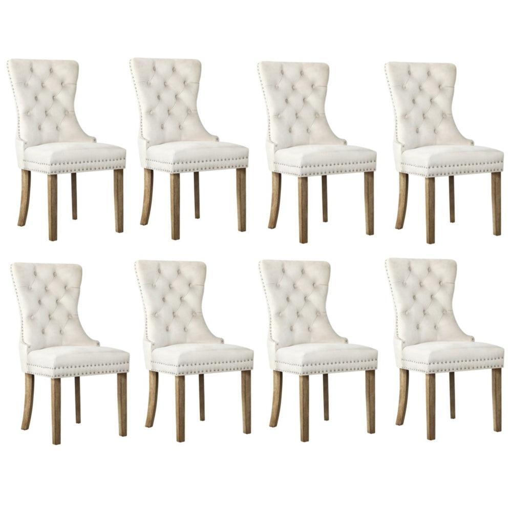 Velvet/Leather Dining Chairs French Provincial Tufted Beige/Black/Grey