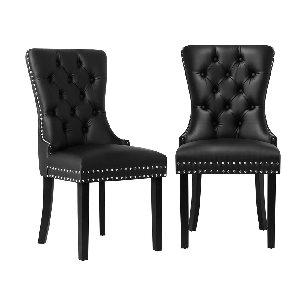 Velvet/Leather Dining Chairs French Provincial Tufted Beige/Black/Grey