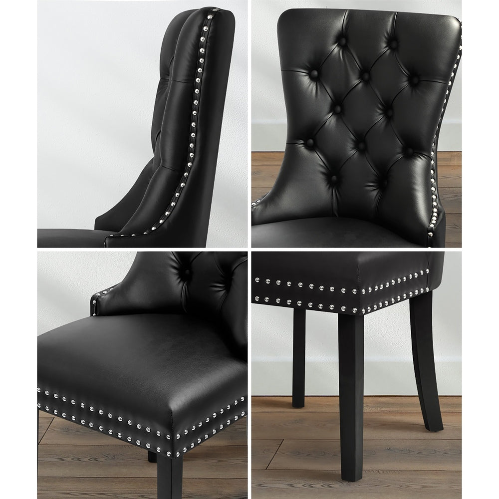Velvet/Leather Dining Chairs French Provincial Tufted Beige/Black/Grey
