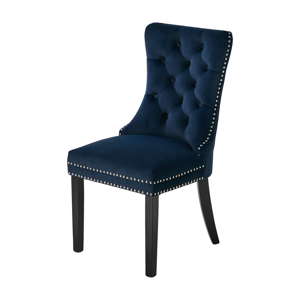 Velvet Dining Chair Upholstered French Tufted Blue 2 Pack