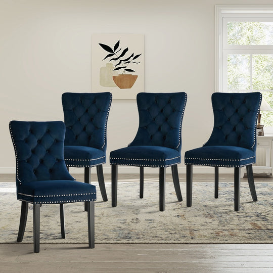 Velvet Dining Chair Upholstered French Tufted Blue