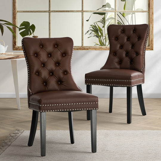 Dining Chair Upholstered French Tufted PU Leather