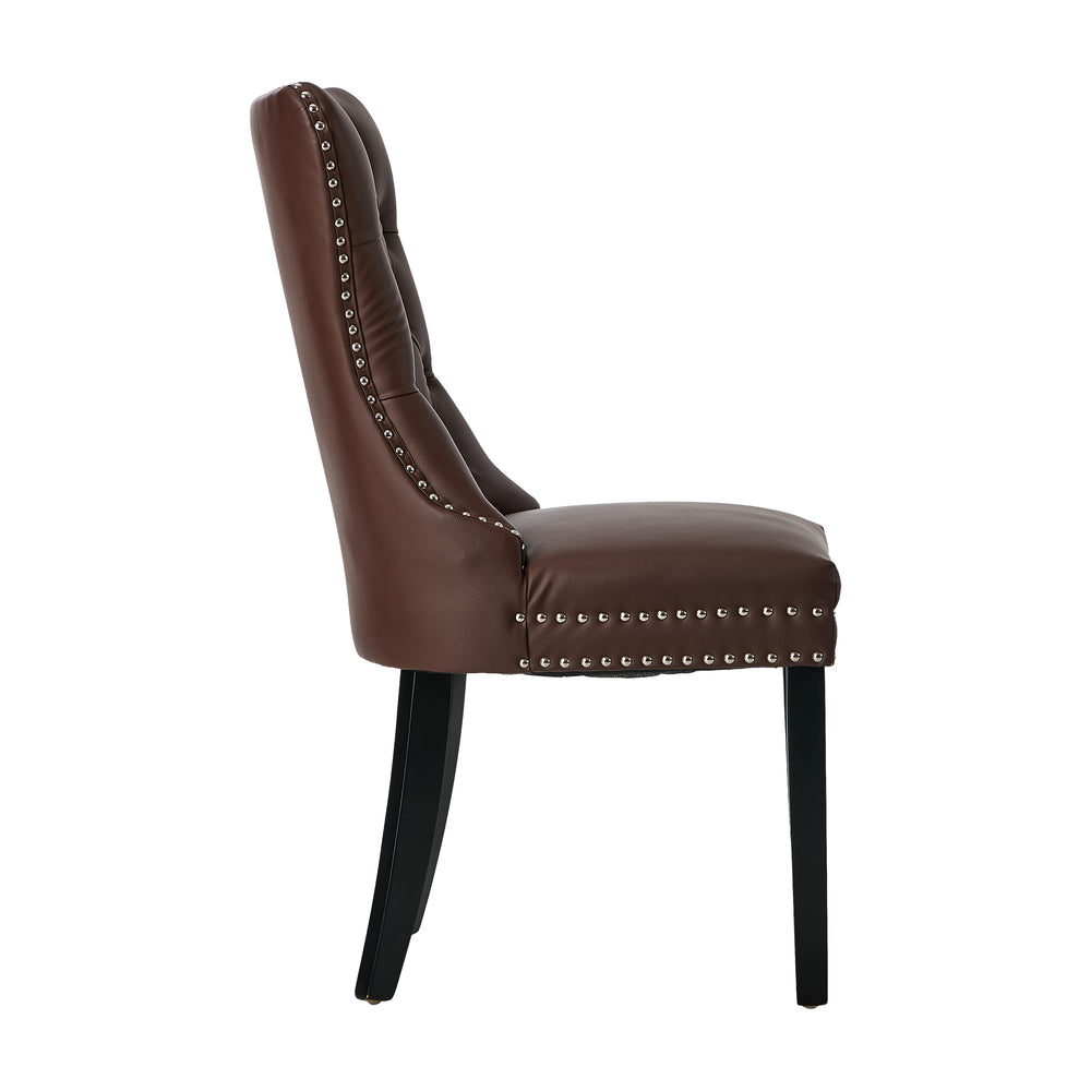 Dining Chair Upholstered French Tufted PU Leather Brown 4&6 Pack