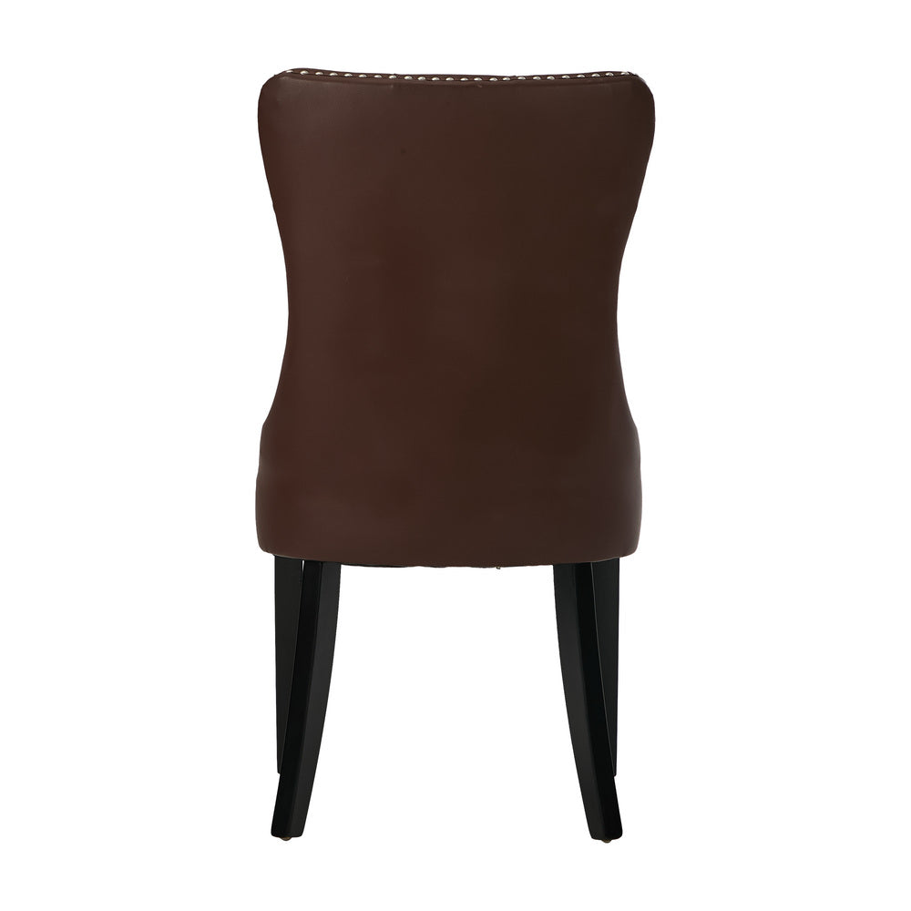 Dining Chair Upholstered French Tufted PU Leather Brown 4&6 Pack