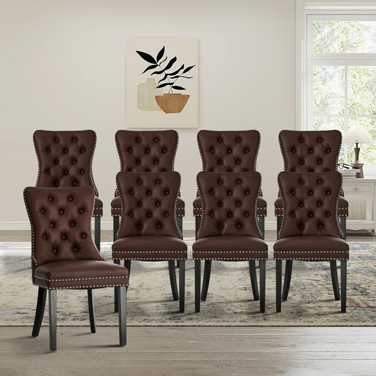 8x Dining Chair Upholstered French Tufted PU Leather