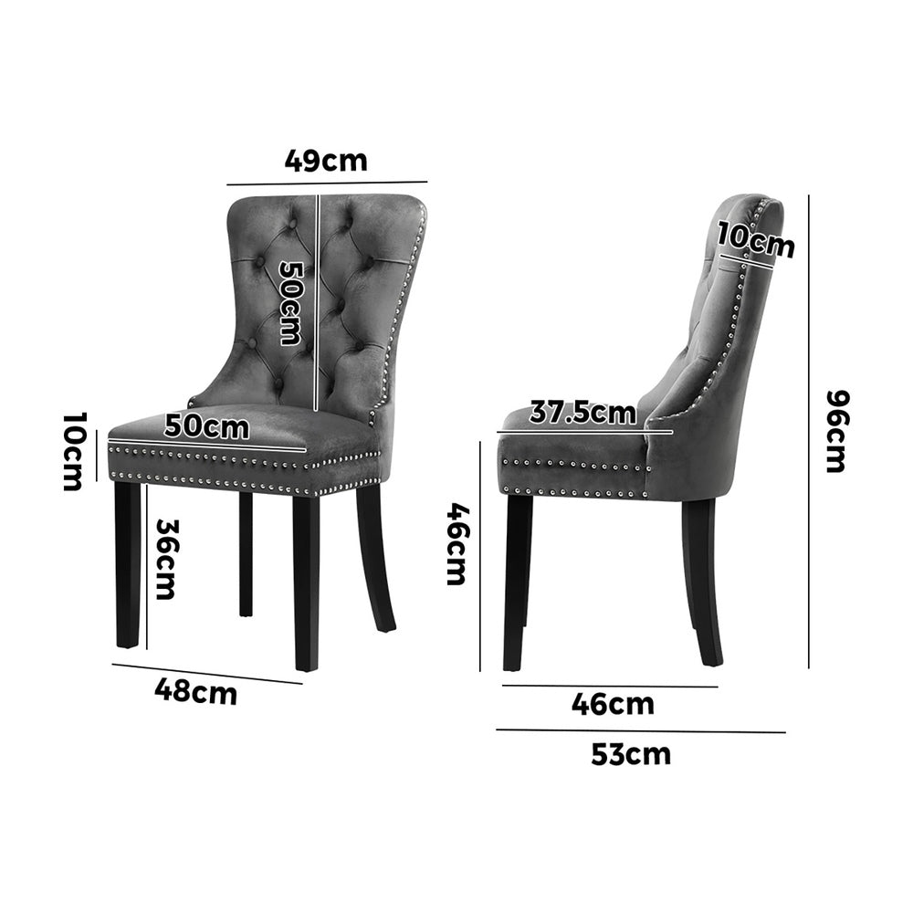 Modern Grey Wooden Frame Dining Chairs with Tufted Upholstery