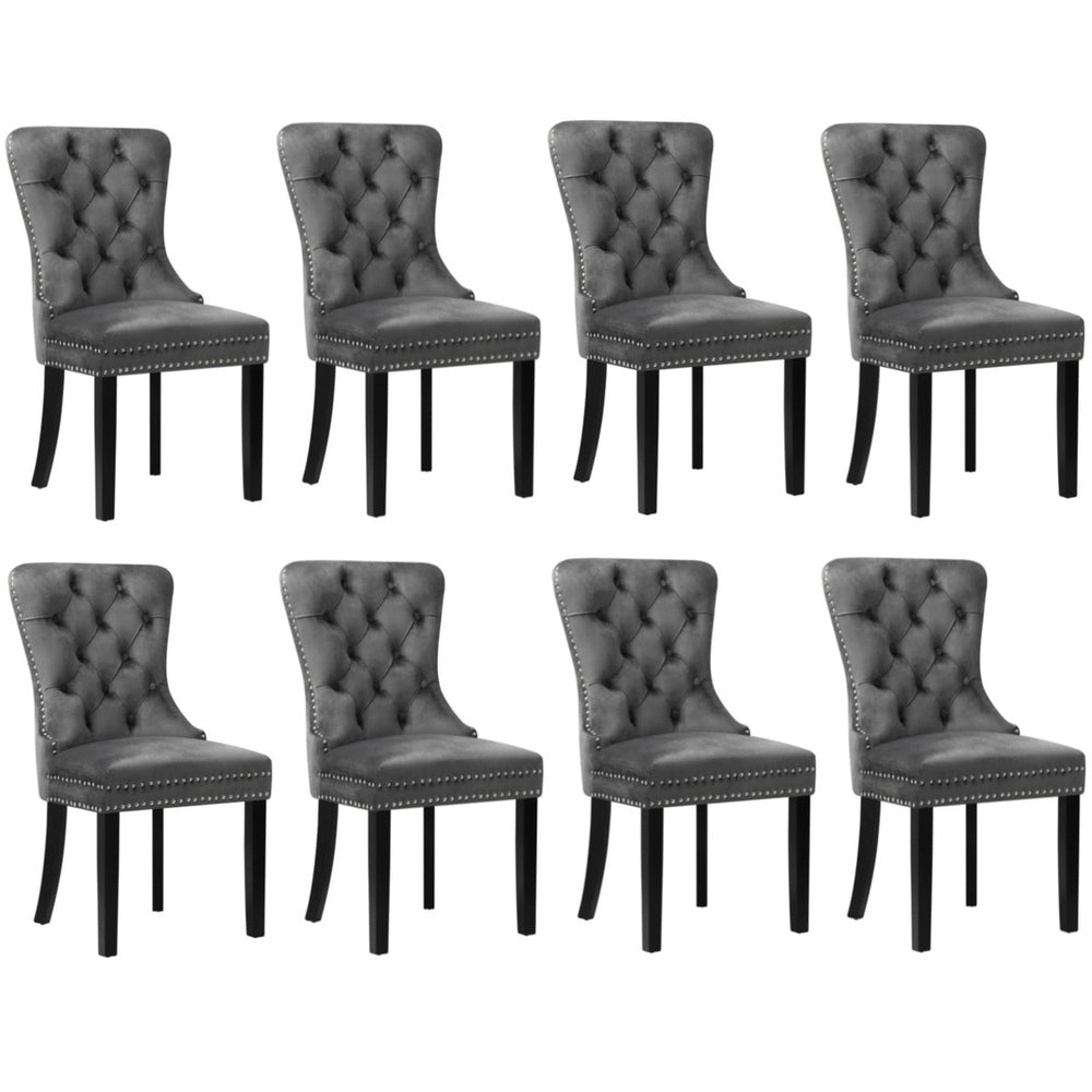 Velvet/Leather Dining Chairs French Provincial Tufted Beige/Black/Grey