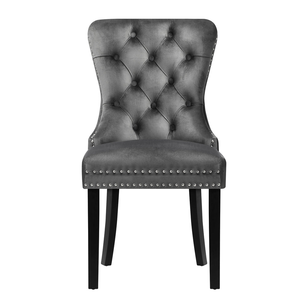 Velvet/Leather Dining Chairs French Provincial Tufted Beige/Black/Grey