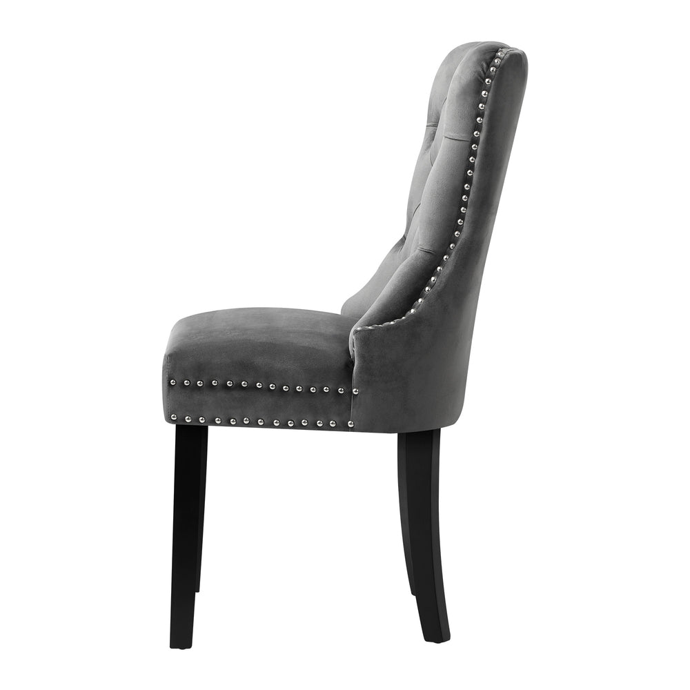 Velvet/Leather Dining Chairs French Provincial Tufted Beige/Black/Grey