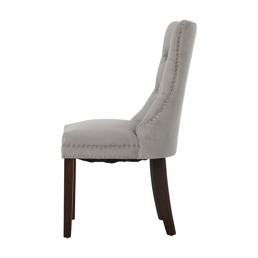 Dining Chair Upholstered French Tufted PU Leather Brown/Grey 2 Pack