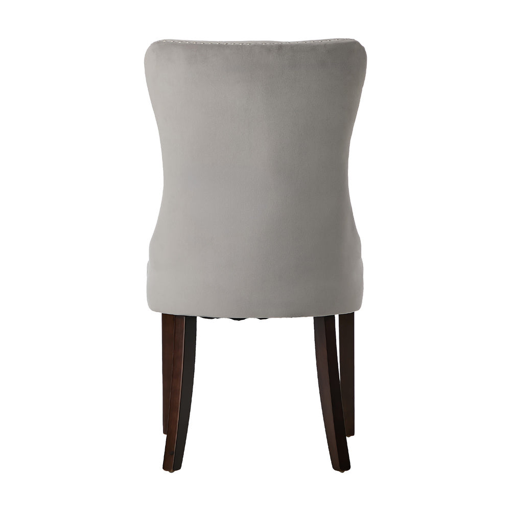 Dining Chair Upholstered French Tufted PU Leather Brown/Grey 2 Pack