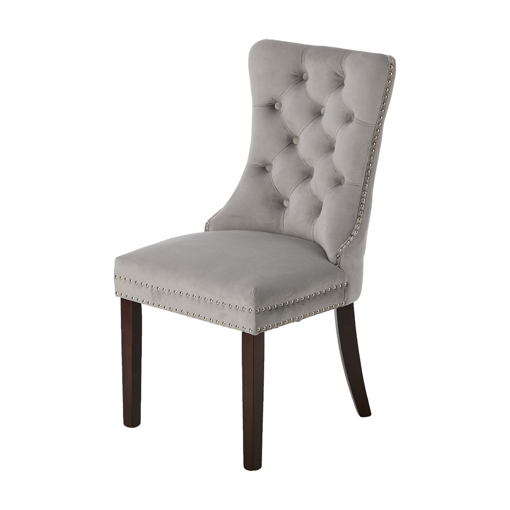 8x Dining Chair Upholstered French Tufted PU Leather Brown/Light Grey Dining Seating