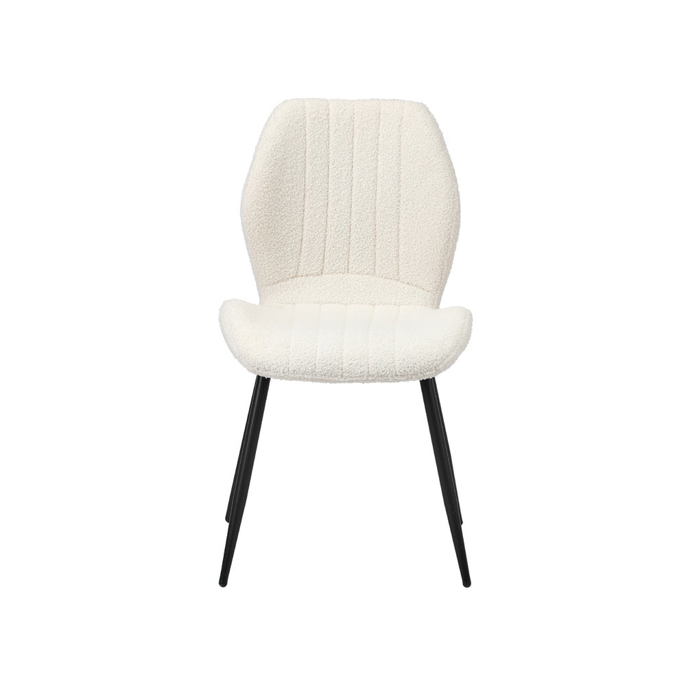 Dining Chairs Padded Seat Armless Boucle White