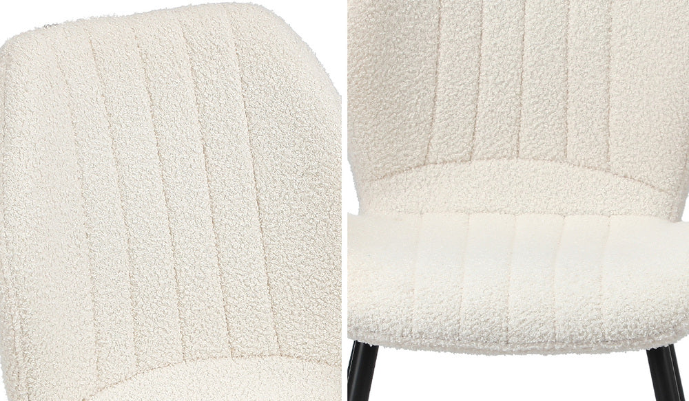 Dining Chairs Padded Seat Armless Boucle White