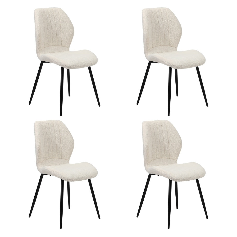 Dining Chairs Padded Seat Armless Boucle White