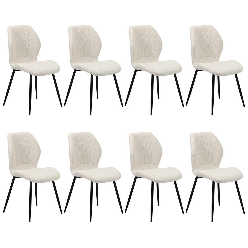 Dining Chairs Padded Seat Armless Boucle White