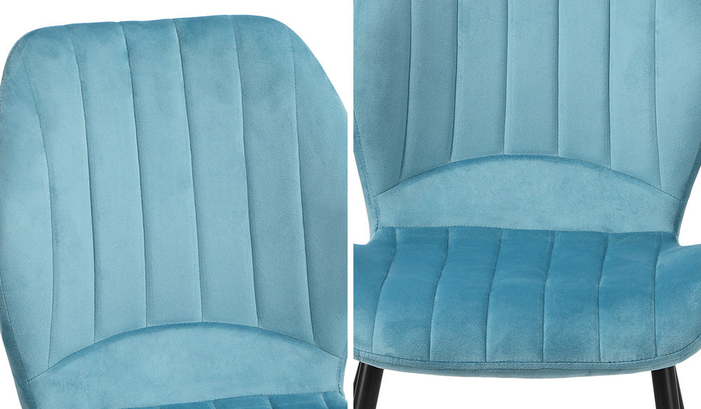 Dining Chairs Padded Seat Armless Velvet Blue