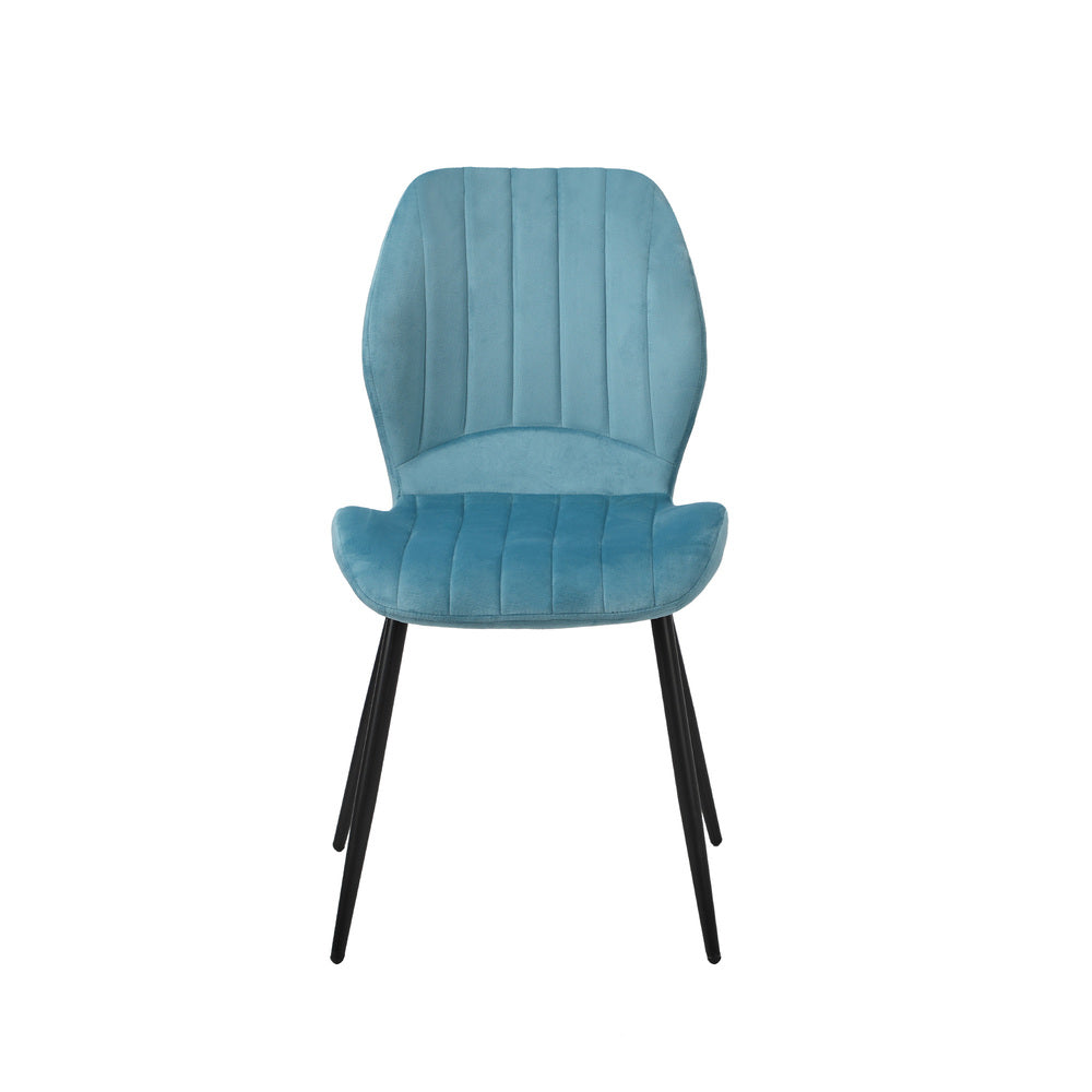 Dining Chairs Padded Seat Armless Velvet Blue