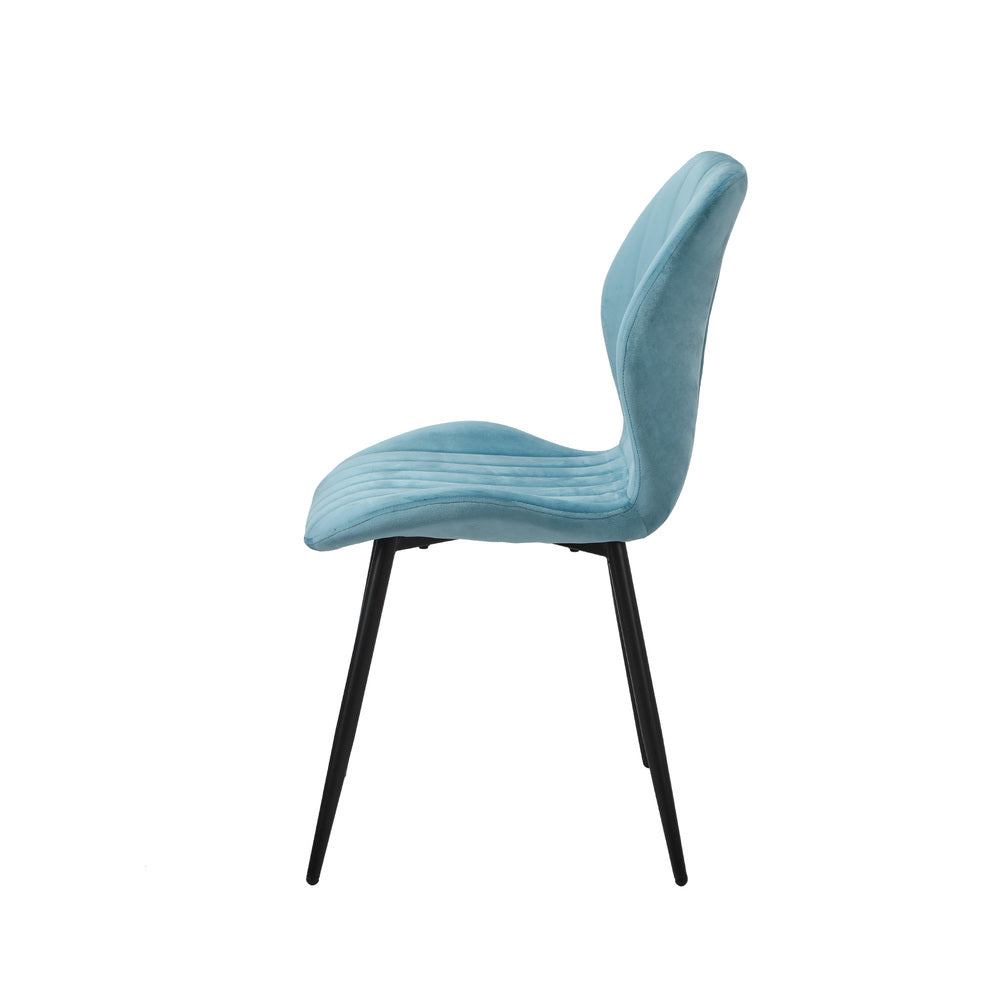 Dining Chairs Padded Seat Armless Velvet Blue
