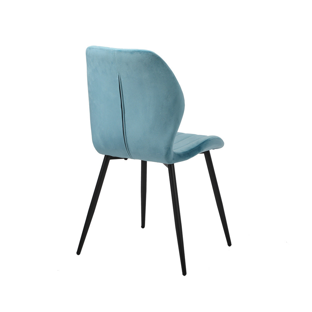 Dining Chairs Padded Seat Armless Velvet Blue