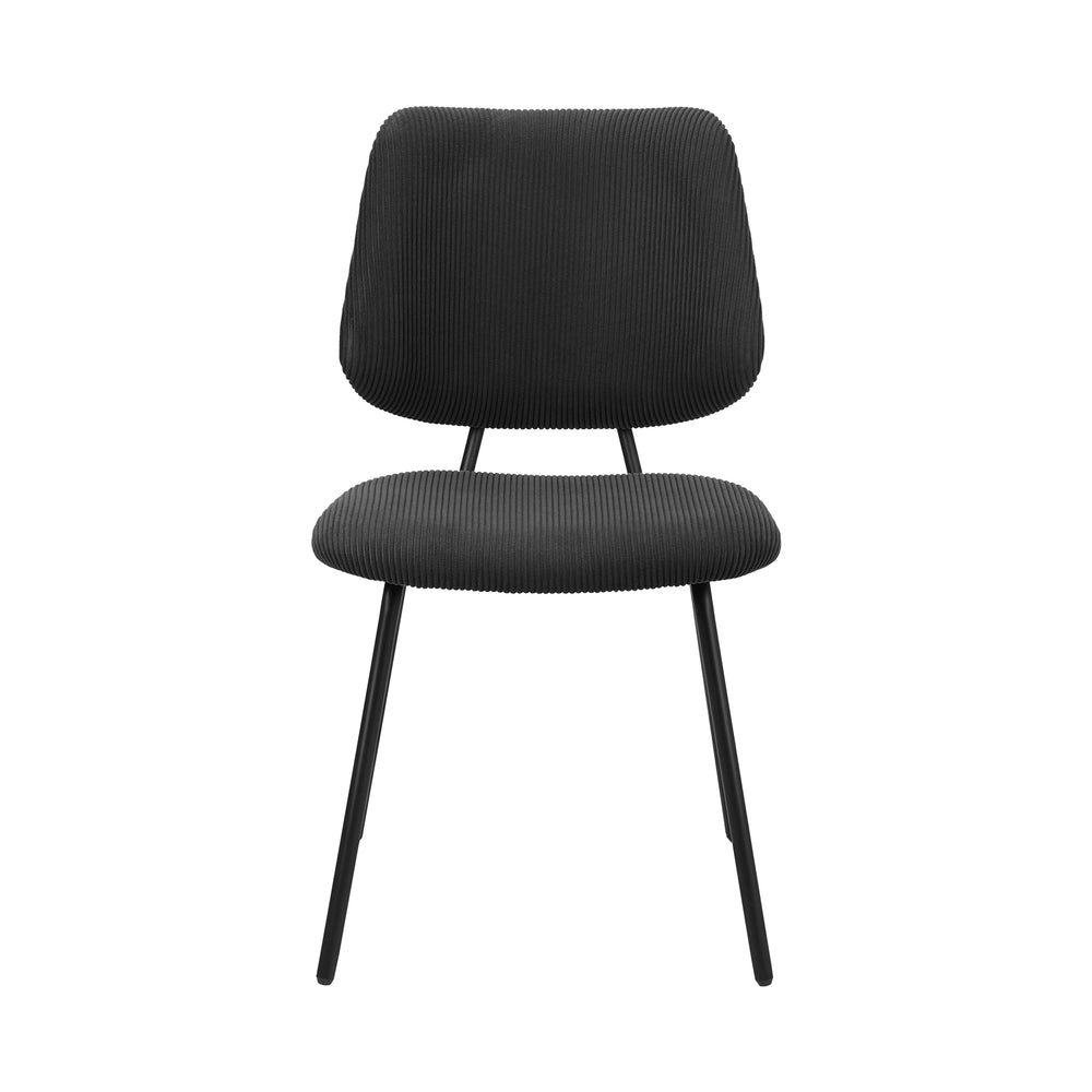 6x Dining Chairs Vintage Retro Dark Grey & Black Polyester Padded Kitchen Chairs
