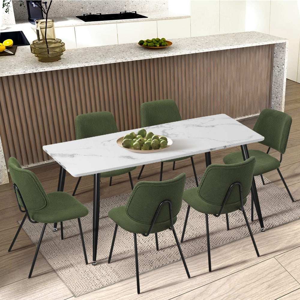 6x Dining Chair Vintage Retro Polyester Padded Dark Grey