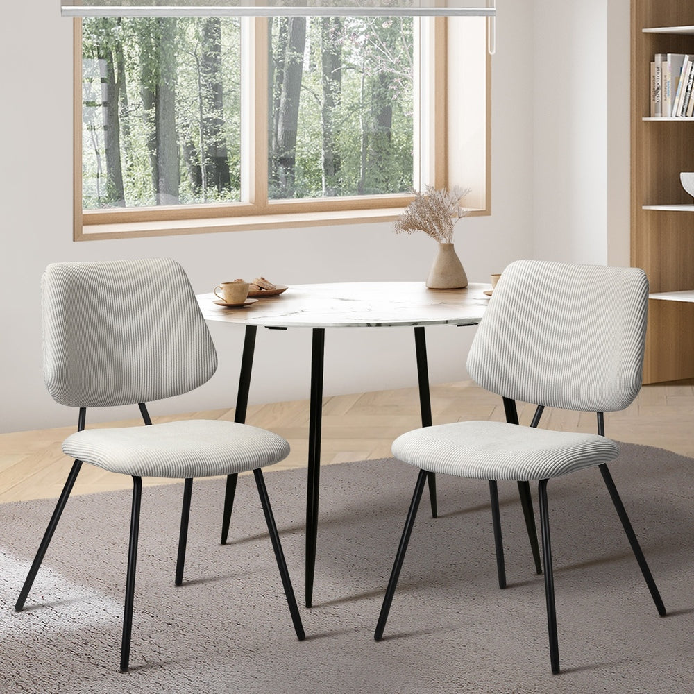 2x Dining Chair Vintage Retro Polyester Dark Grey