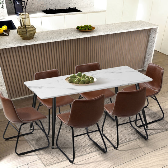 Dining Chairs Retro Padded Seat PU Brown/Grey, Dining Chair