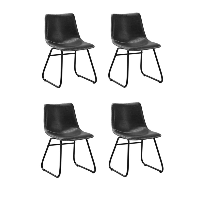 Dining Chairs Retro Padded Seat PU Brown/Grey, Dining Chair - photo 25