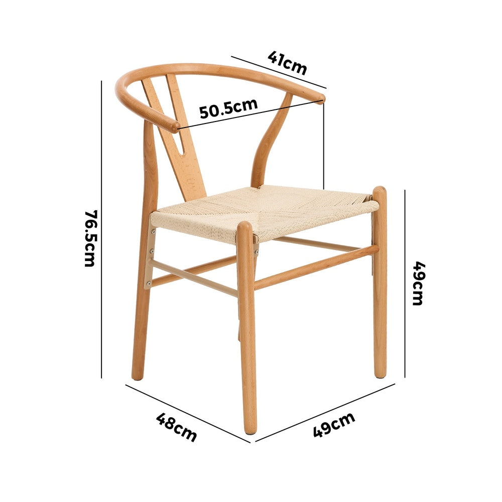 Set of 6 Wooden Dining Chair Wishbone Shaped Chair