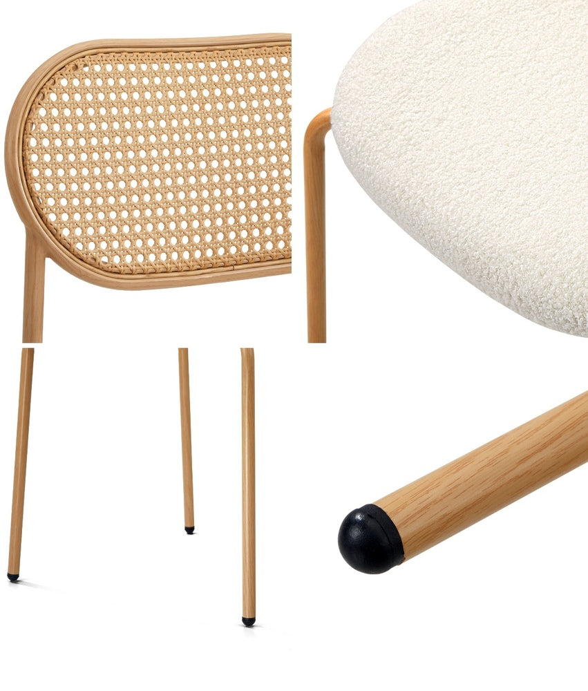 4Pcs/6Pcs Dining Chair Rattan Furniture Sherpa White
