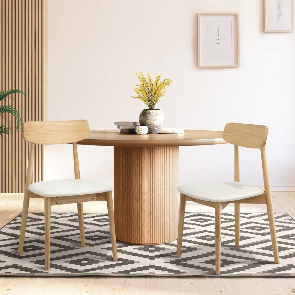 2x 4x 6x Dining Chairs PU Leather Solid Wood Cafe Lounge Black Beige