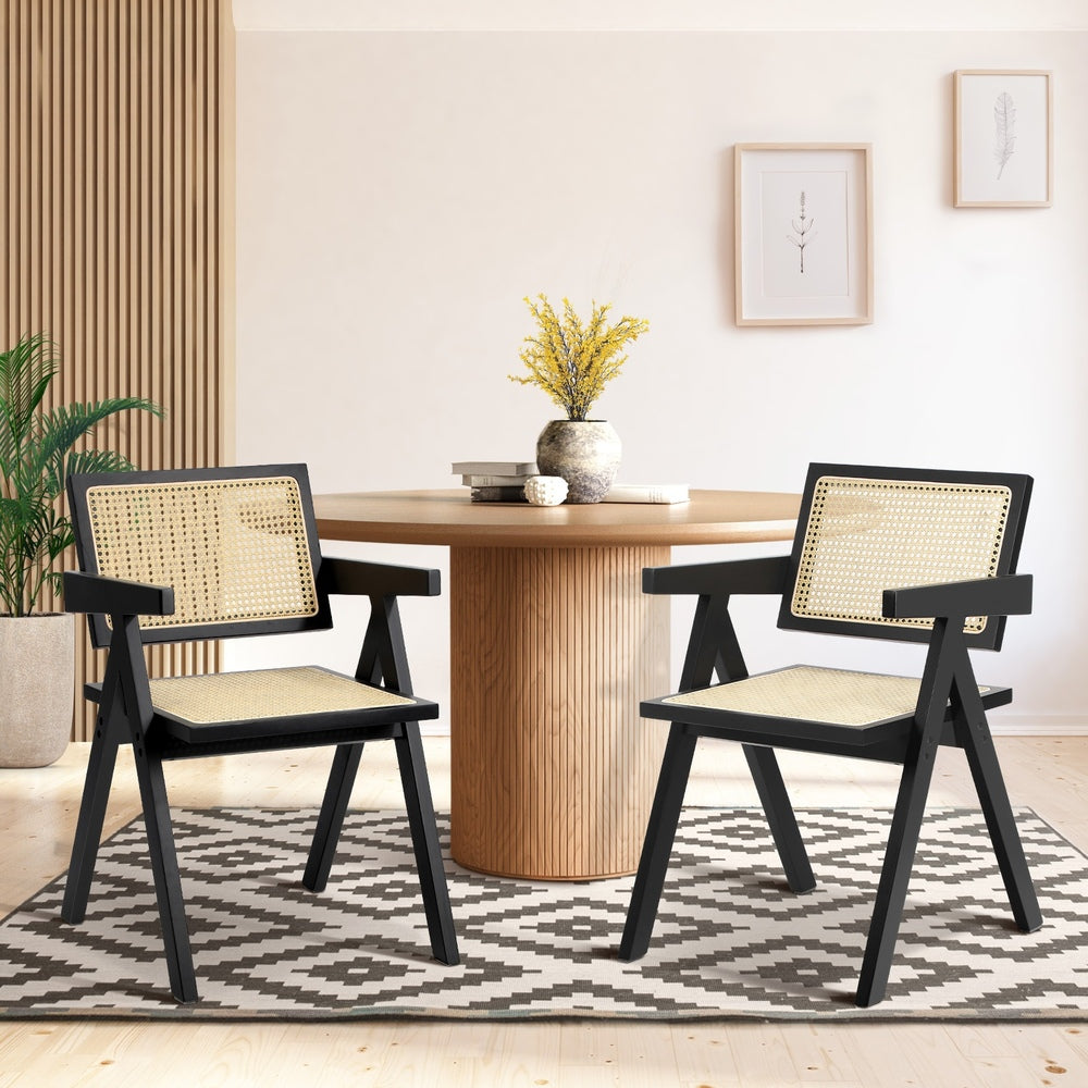 Dining Chairs Rattan Chair Wooden Balck/Walnut
