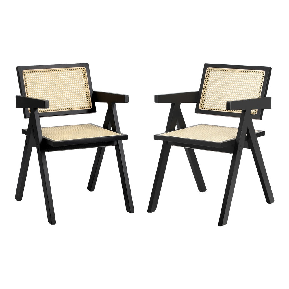 Dining Chairs Rattan Chair Wooden Balck/Walnut