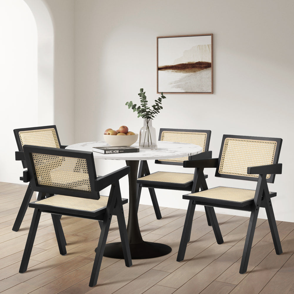 Dining Chairs Rattan Chair Wooden Balck/Walnut